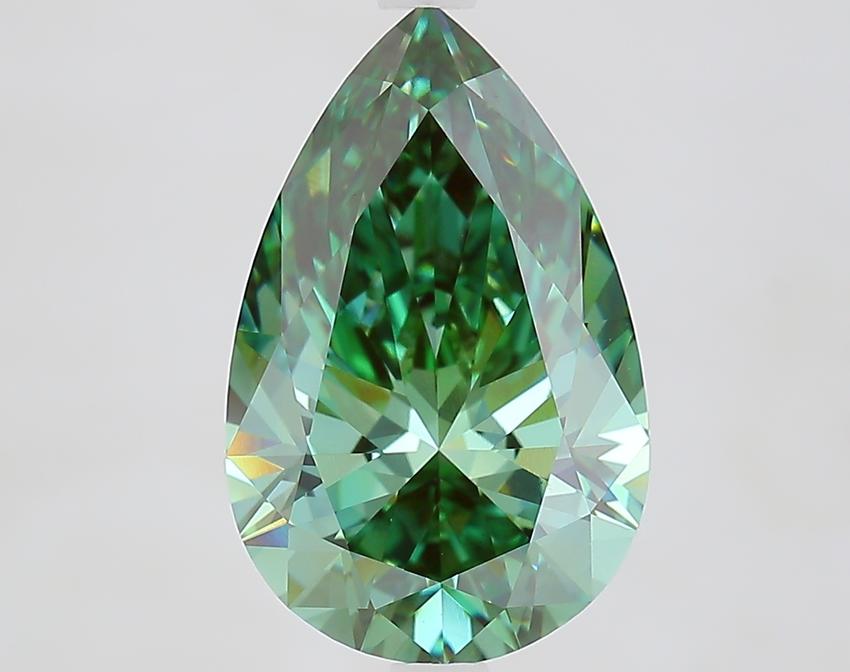 4.53 Ct. Fancy Vivid Green Pear Lab Grown Diamond