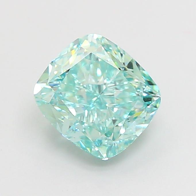 1.58 Ct. Fancy Vivid Green Cushion Lab Grown Diamond