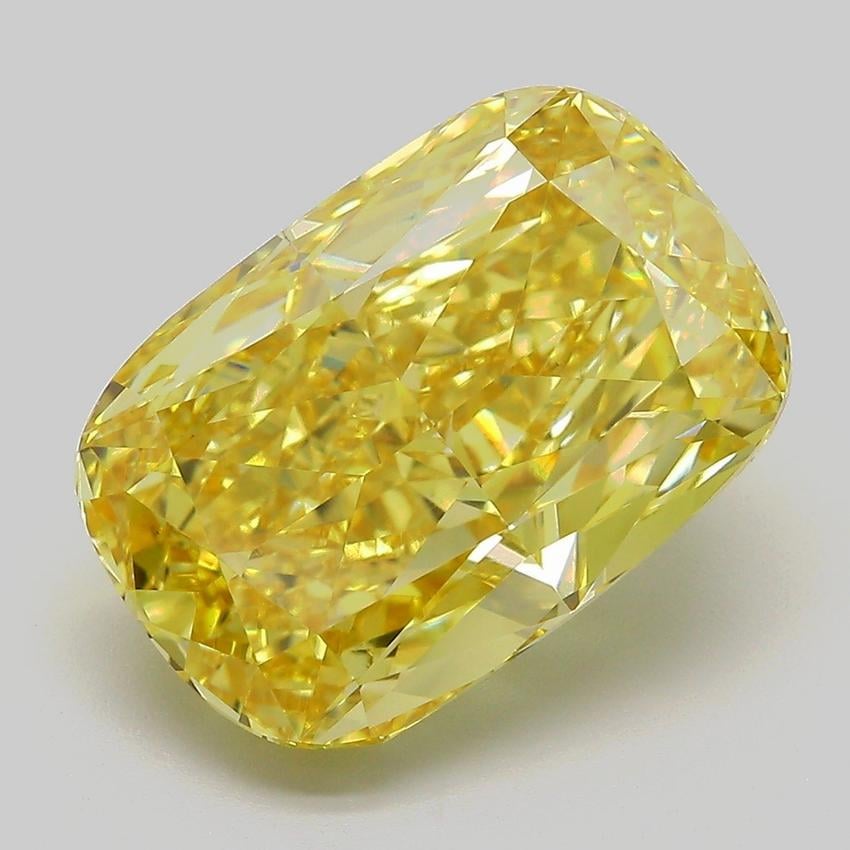 8.51 Ct. Fancy Vivid  Yellow Cushion Lab Grown Diamond