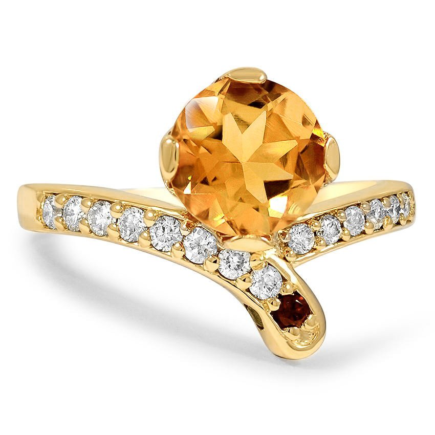 Custom Citrine and Pavé Diamond Ring with Garnet and Peridot Accents