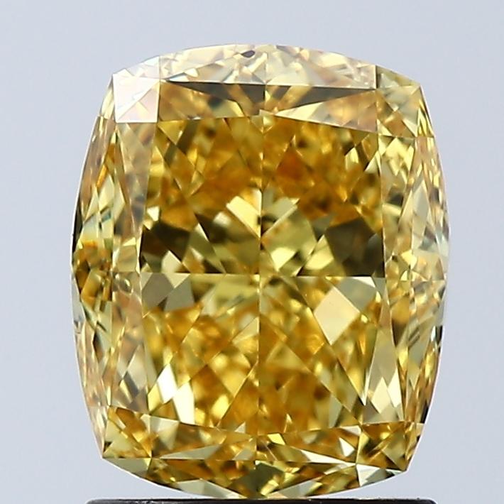 2.02 Ct. Fancy Vivid Yellow Cushion Lab Grown Diamond