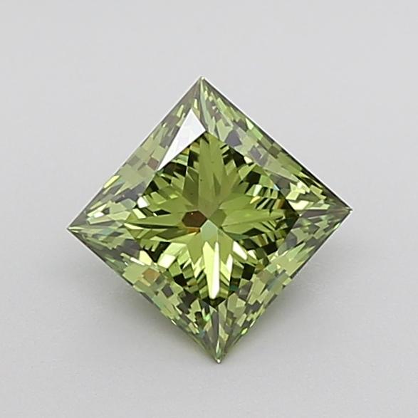 1.53 Ct. Fancy Vivid Green Princess Lab Grown Diamond