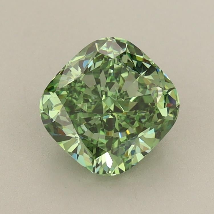 1.17 Ct. Fancy Vivid Green Cushion Lab Grown Diamond
