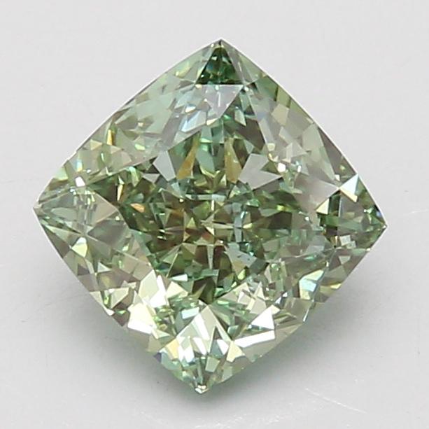 2.02 Ct. Fancy Vivid Green Cushion Lab Grown Diamond