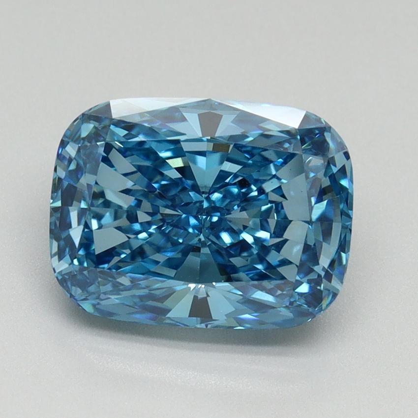 3.04 Ct. Fancy Vivid Blue Cushion Lab Grown Diamond