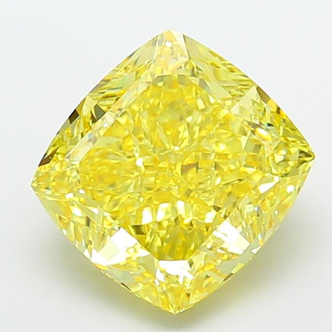 7.83 Ct. Fancy Vivid  Yellow Cushion Lab Grown Diamond