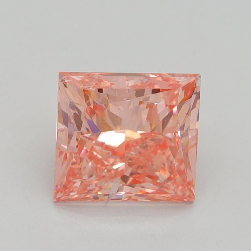 2.01 Ct. Fancy Vivid Orangy Pink Princess Lab Grown Diamond