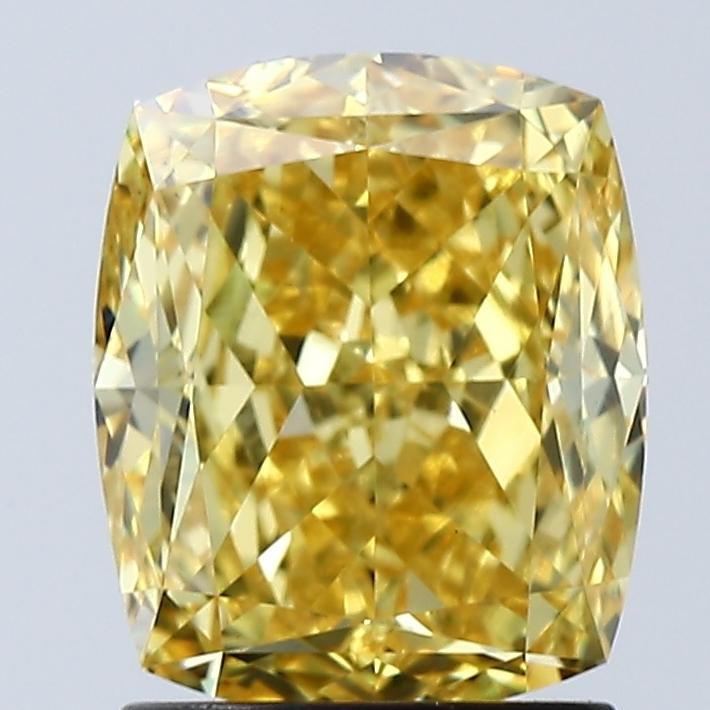 2.02 Ct. Fancy Vivid Yellow Cushion Lab Grown Diamond
