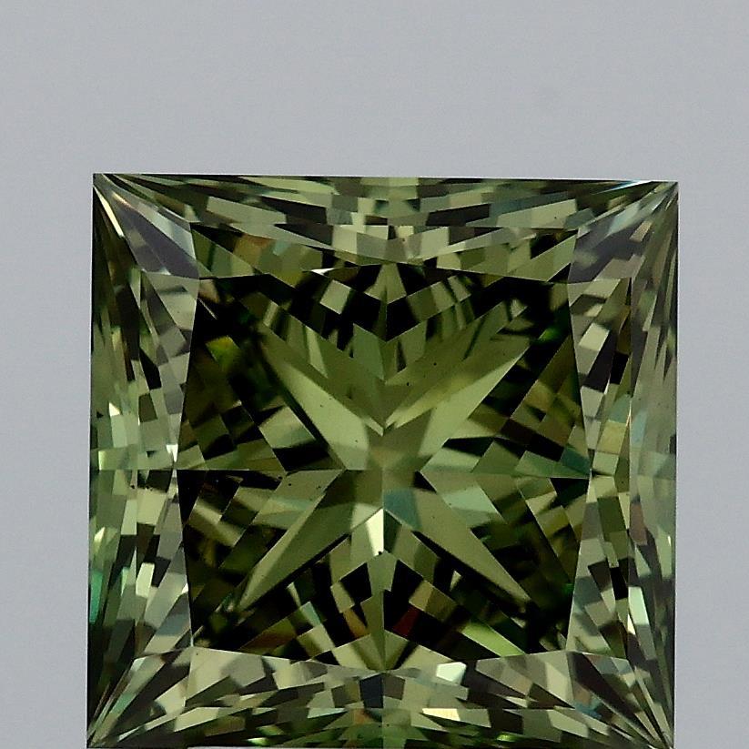 4.07 Ct. Fancy Vivid Green Princess Lab Grown Diamond