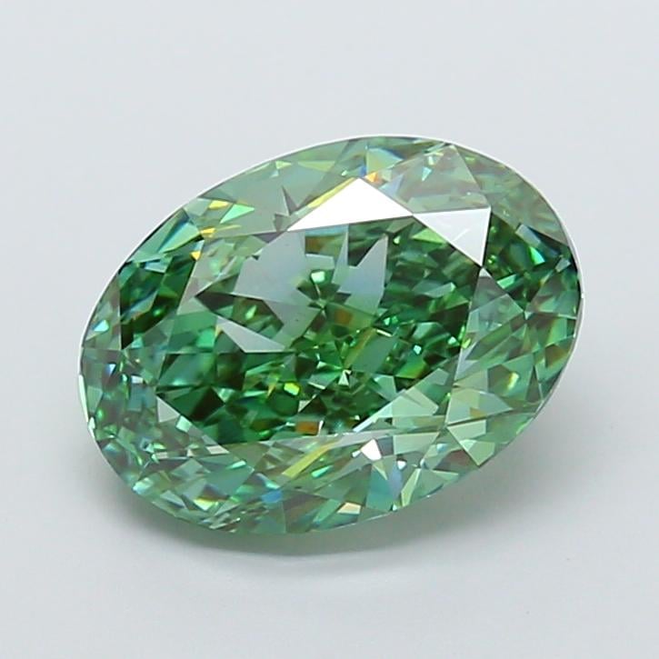 5.51 Ct. Fancy Vivid Green Oval Lab Grown Diamond