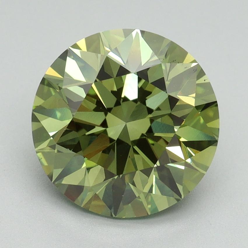 3.02 Ct. Fancy Vivid Green Round Lab Grown Diamond