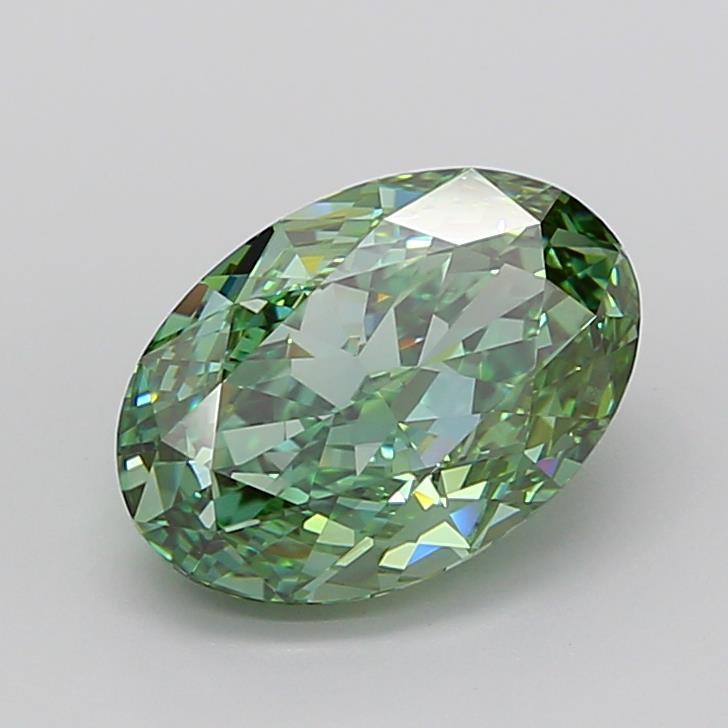 4.13 Ct. Fancy Vivid Green Oval Lab Grown Diamond