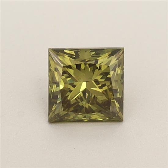 0.45 Ct. Fancy Vivid Green Princess Lab Grown Diamond