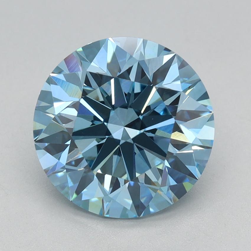 2.18 Ct. Fancy Vivid Blue Round Lab Grown Diamond