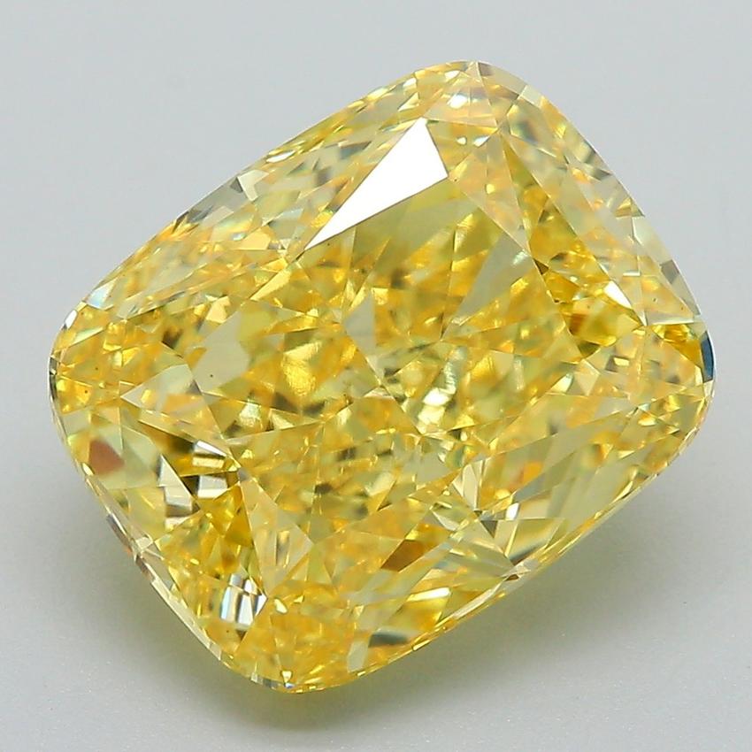 6.40 Ct. Fancy Vivid Yellow Cushion Lab Grown Diamond