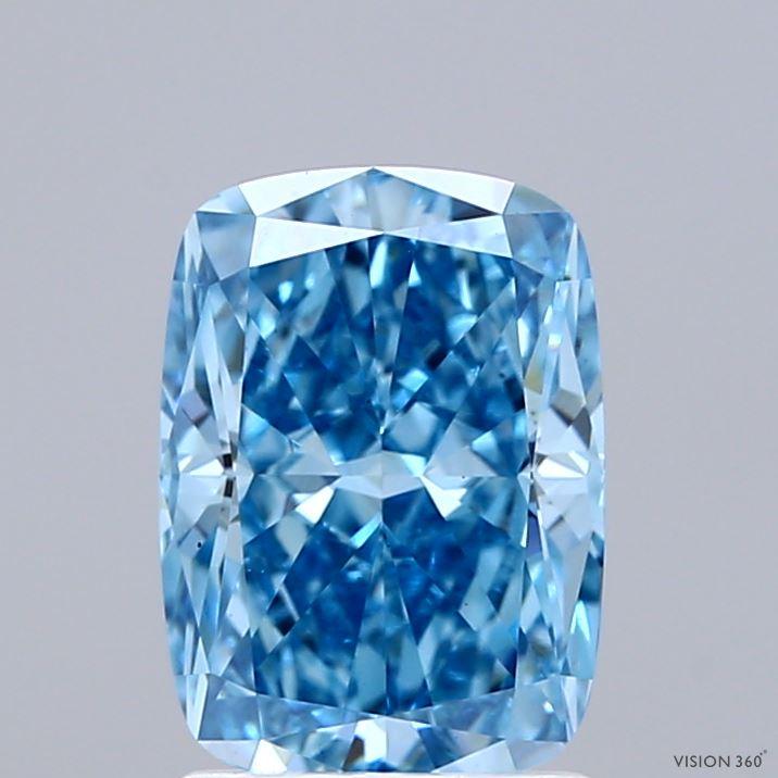 2.01 Ct. Fancy Vivid Blue Cushion Lab Grown Diamond