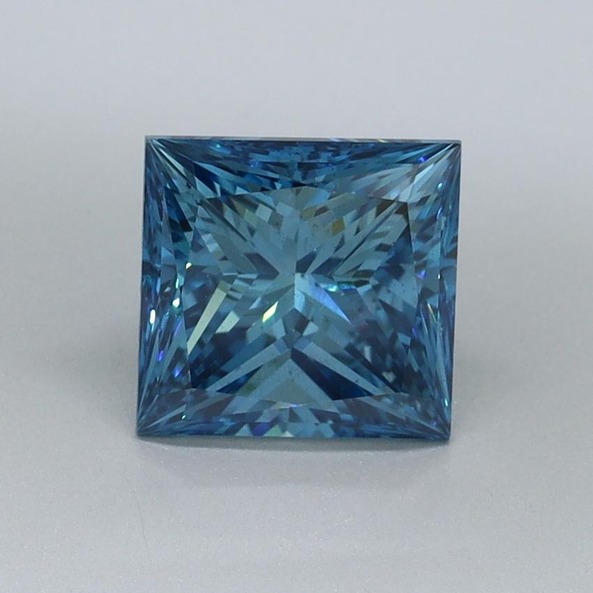 1.47 Ct. Fancy Vivid Malibu Blue Princess Lab Grown Diamond