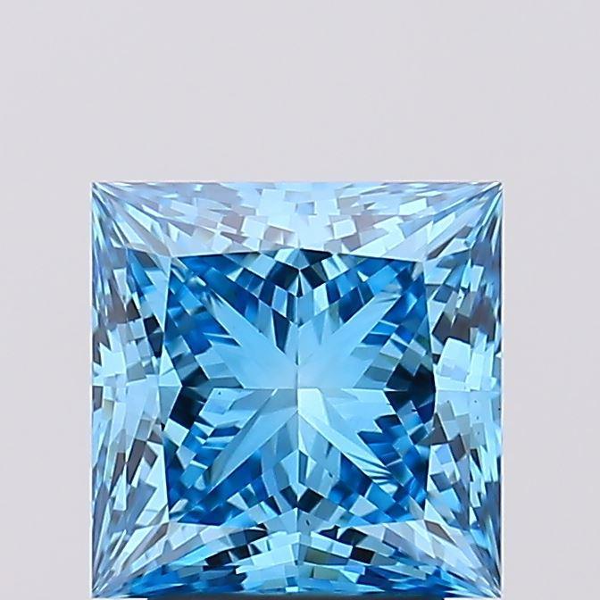 3.05 Ct. Fancy Vivid Blue Princess Lab Grown Diamond
