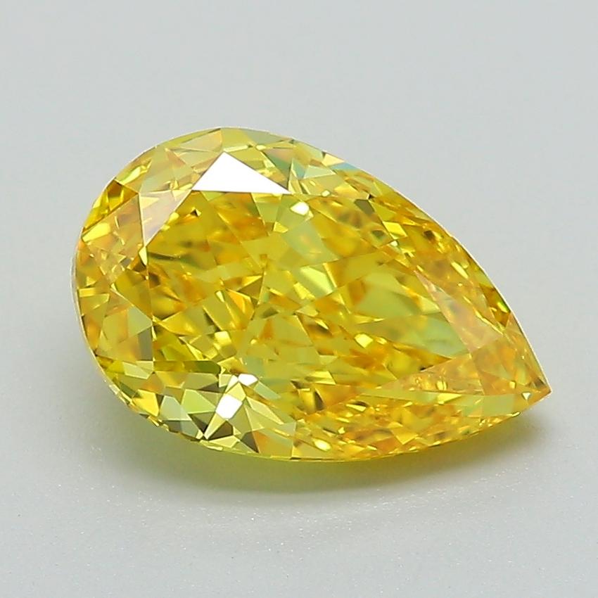 2.11 Ct. Fancy Vivid Yellow Pear Lab Grown Diamond