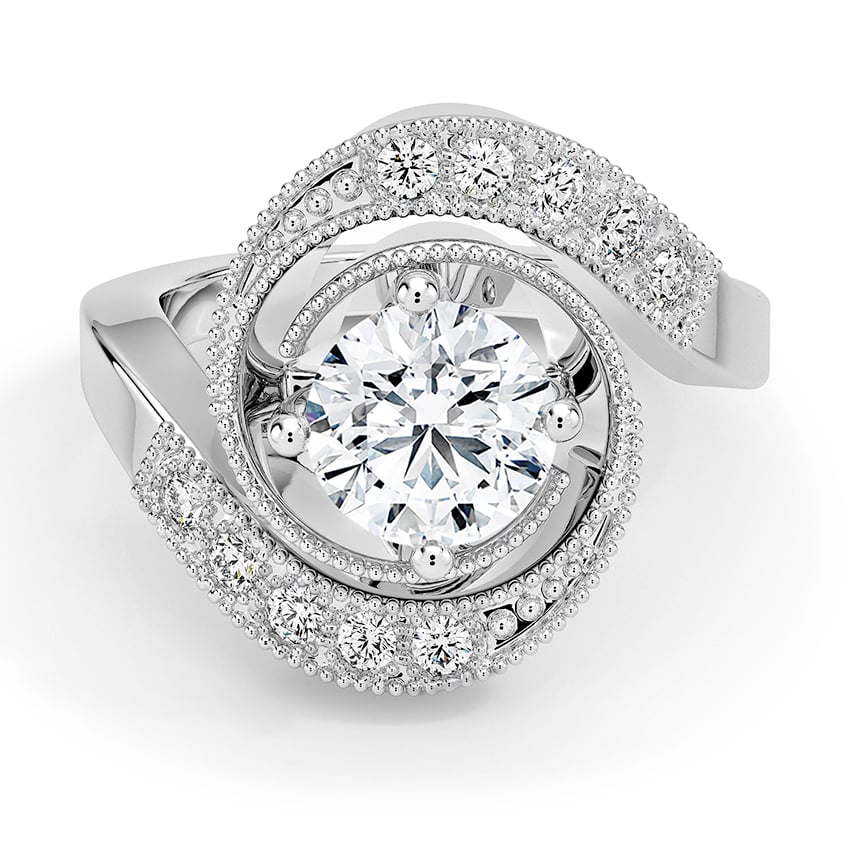 Custom Vintage-Inspired Spiral Halo Diamond Ring
