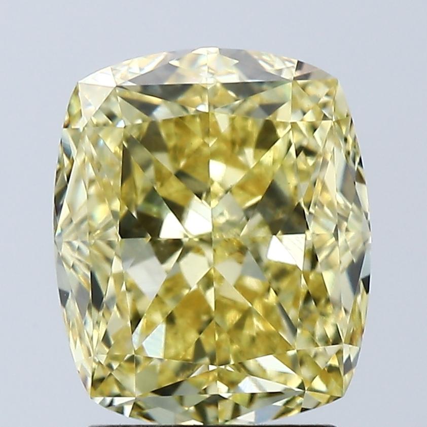 3.05 Ct. Fancy Vivid Yellow Cushion Lab Grown Diamond