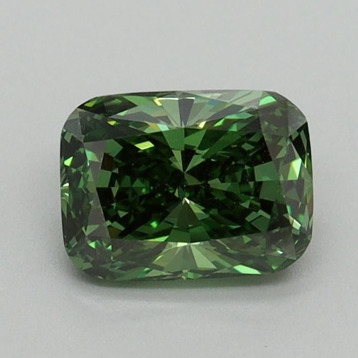 0.86 Ct. Fancy Vivid Green Cushion Lab Grown Diamond