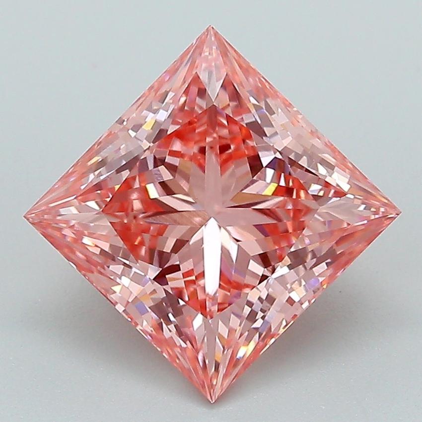 3.08 Ct. Fancy Vivid Pink Princess Lab Grown Diamond