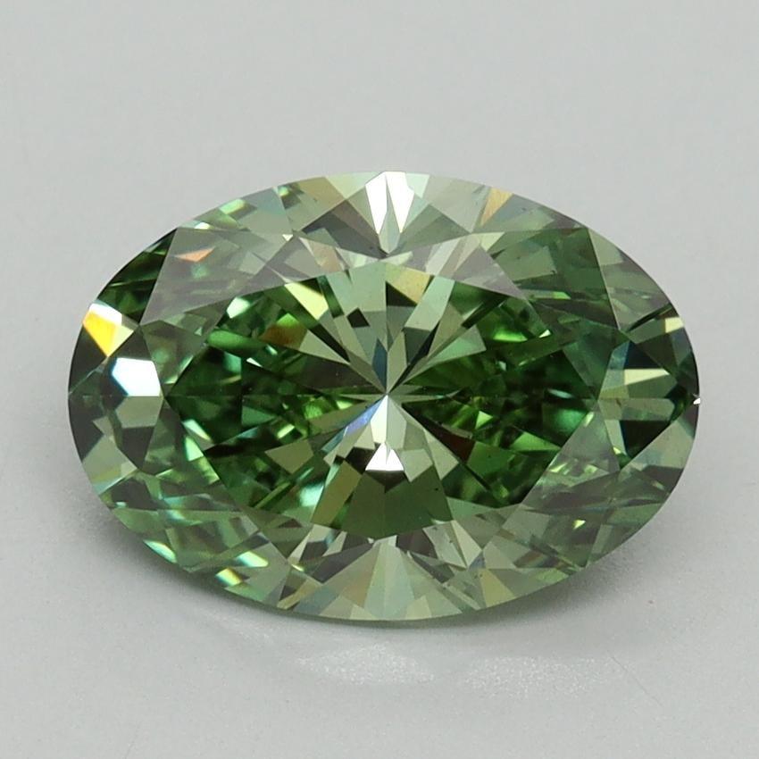2.12 Ct. Fancy Vivid Green Oval Lab Grown Diamond