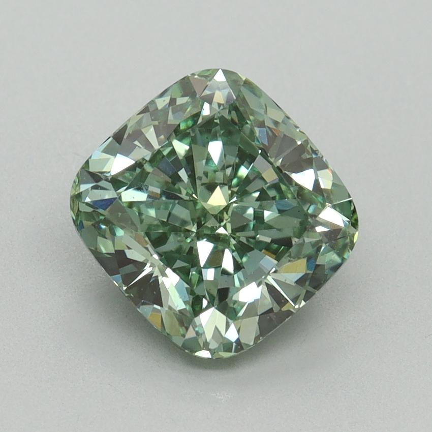 2.54 Ct. Fancy Vivid Green Cushion Lab Grown Diamond