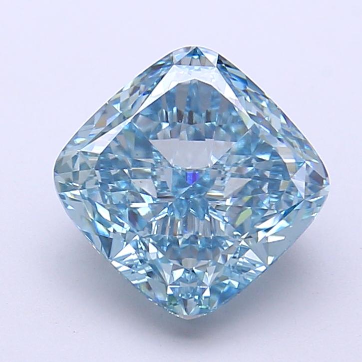3.12 Ct. Fancy Vivid  Blue Cushion Lab Grown Diamond