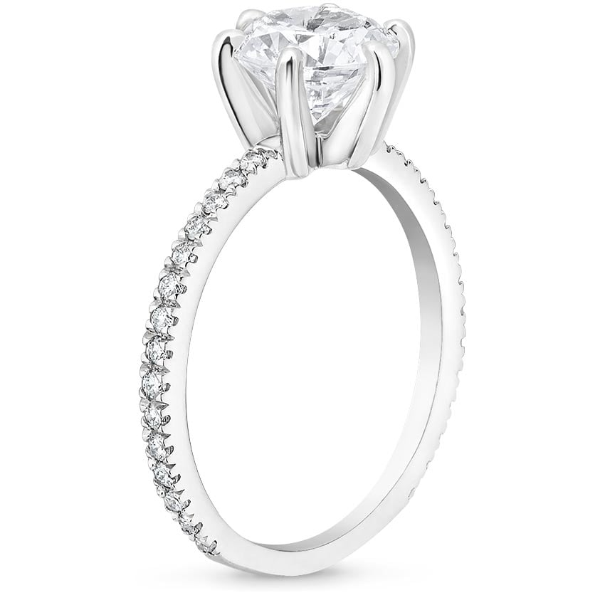 18K White Gold Six-Prong Luxe Ballad Diamond Ring, large side view