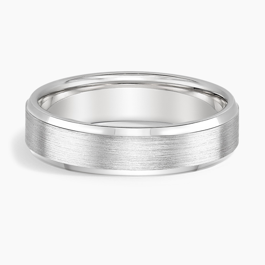 18K White Gold Beveled Edge Matte 5.5mm Wedding Ring