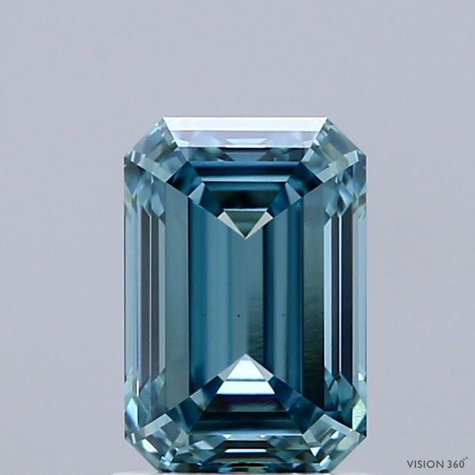 1.55 Ct. Fancy Vivid Greenish Blue Emerald Lab Grown Diamond
