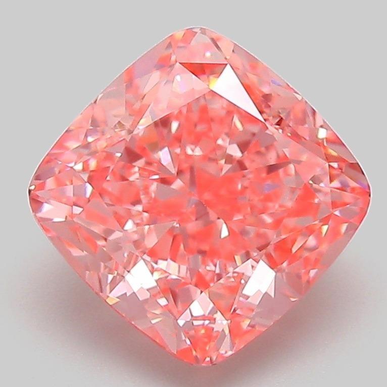 3.05 Ct. Fancy Vivid Pink Cushion Lab Grown Diamond