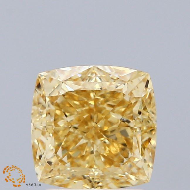 2.10 Ct. Fancy Vivid Yellow Cushion Lab Grown Diamond