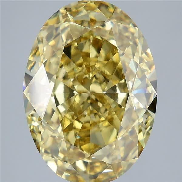 7.60 Ct. Fancy Intense Yellow Oval Lab Grown Diamond