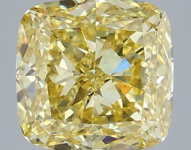 3.06 Ct. Fancy Intense Yellow Cushion Lab Grown Diamond