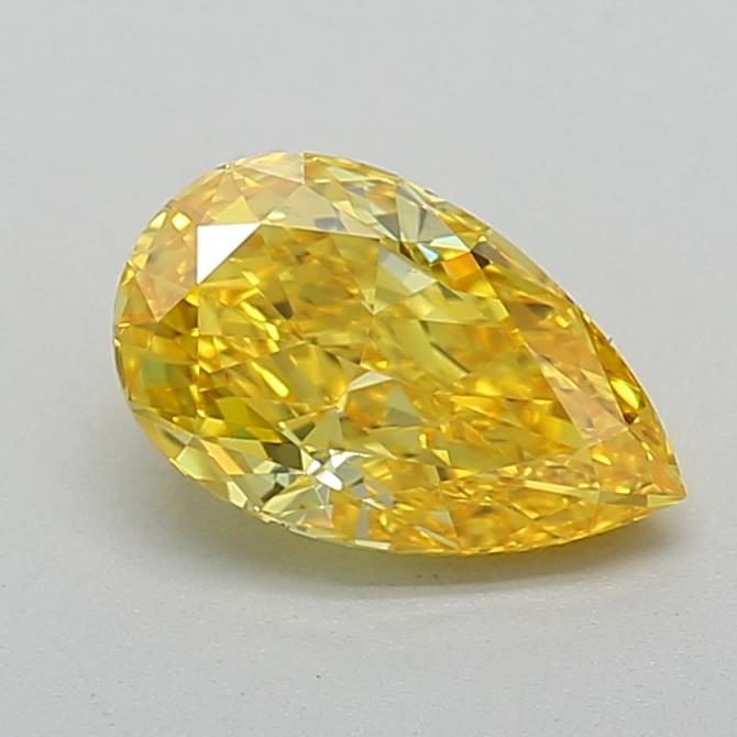 0.91 Ct. Fancy Vivid Yellow Pear Lab Grown Diamond