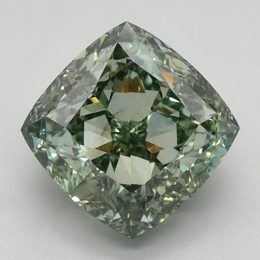 3.19 Ct. Fancy Intense Green Cushion Lab Grown Diamond