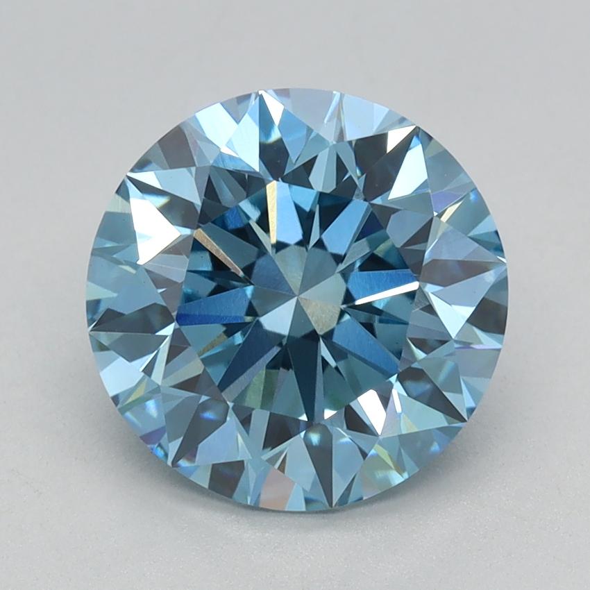 2.10 Ct. Fancy Vivid Blue Round Lab Grown Diamond