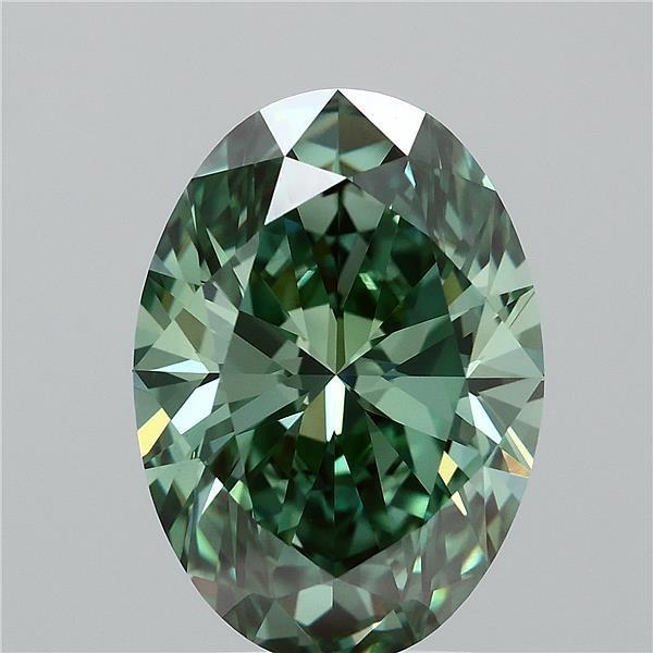 3.02 Ct. Fancy Vivid Green Oval Lab Grown Diamond