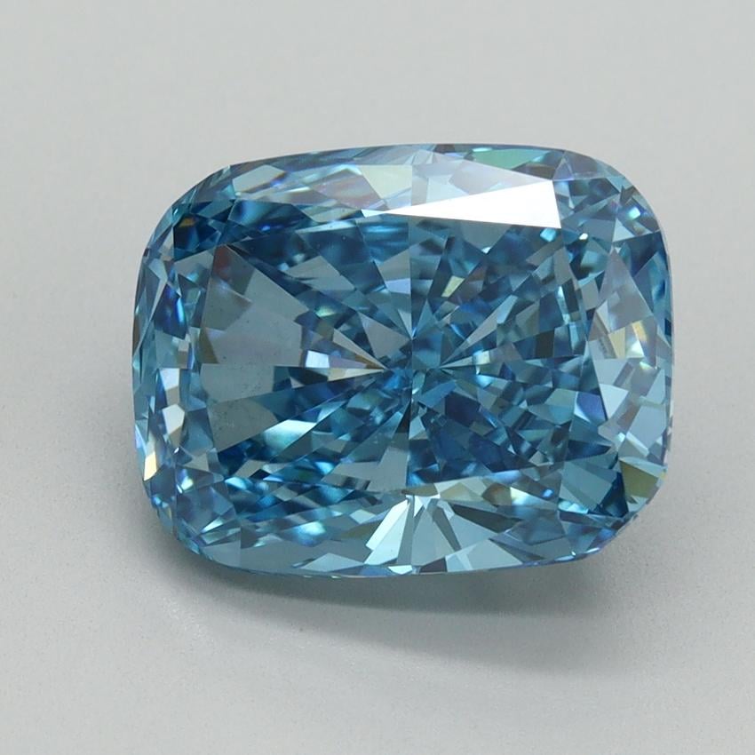 4.13 Ct. Fancy Vivid Blue Cushion Lab Grown Diamond