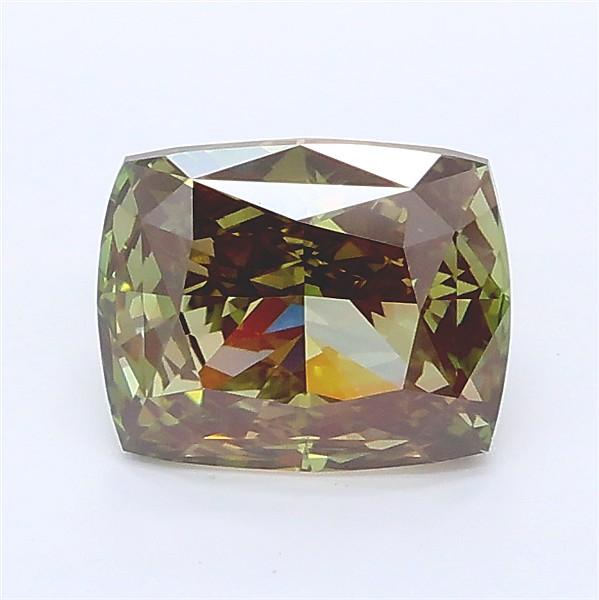 1.61 Ct. Fancy Deep Green Cushion Lab Grown Diamond