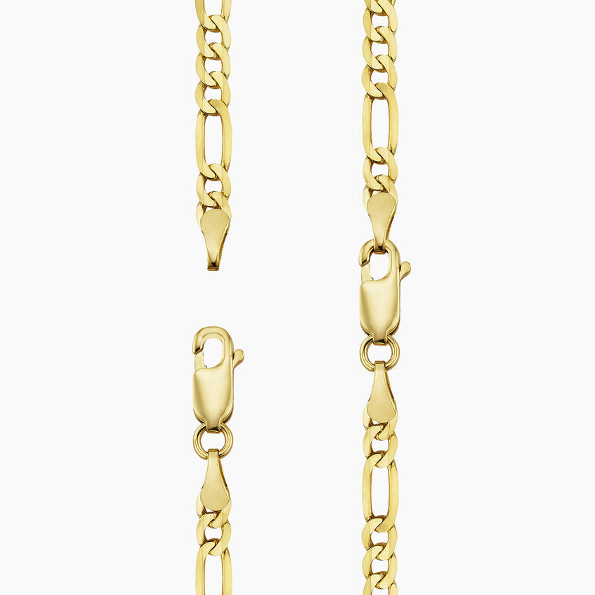 Ari 20 in. Beveled Figaro Chain Necklace in 14K Yellow Gold