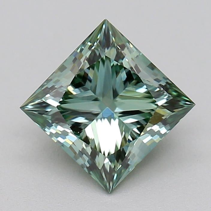 0.70 Ct. Fancy Vivid Green Princess Lab Grown Diamond
