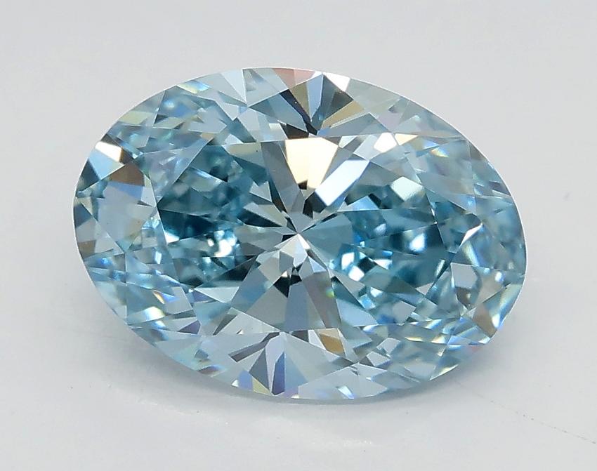 2.01 Ct. Fancy Intense Greenish Blue Oval Lab Grown Diamond