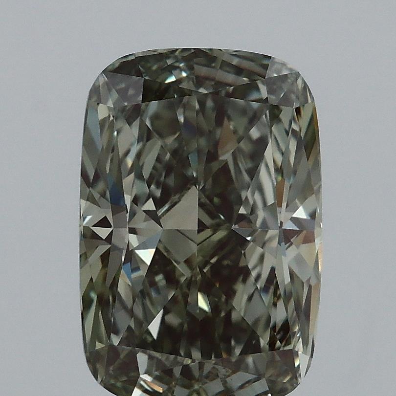 2.51 Ct. Fancy Vivid Green Cushion Lab Grown Diamond