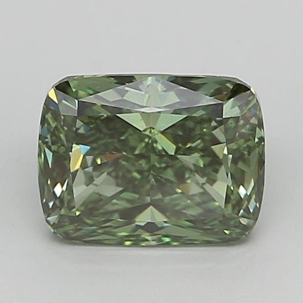 2.50 Ct. Fancy Vivid  Green Cushion Lab Grown Diamond