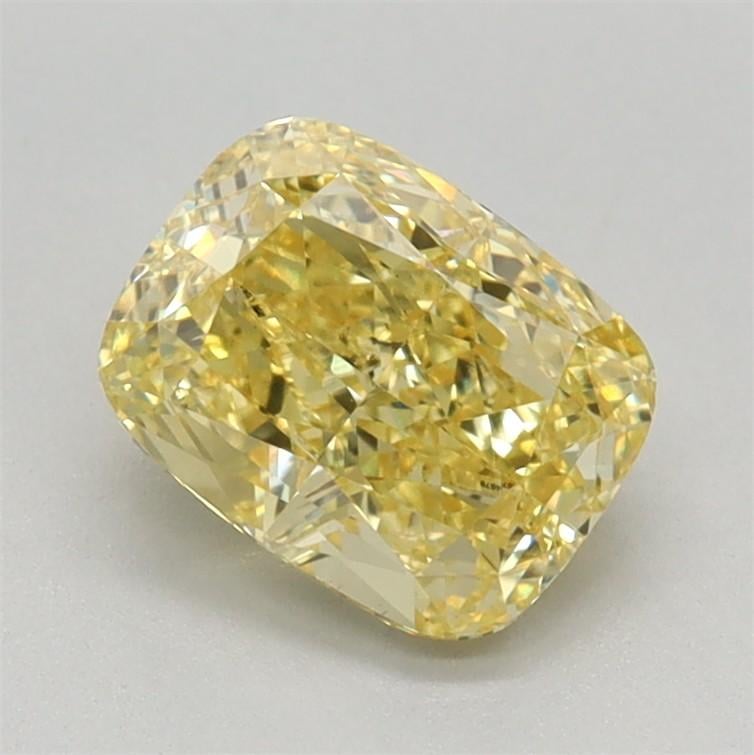 1.02 Ct. Fancy Vivid Yellow Cushion Lab Grown Diamond