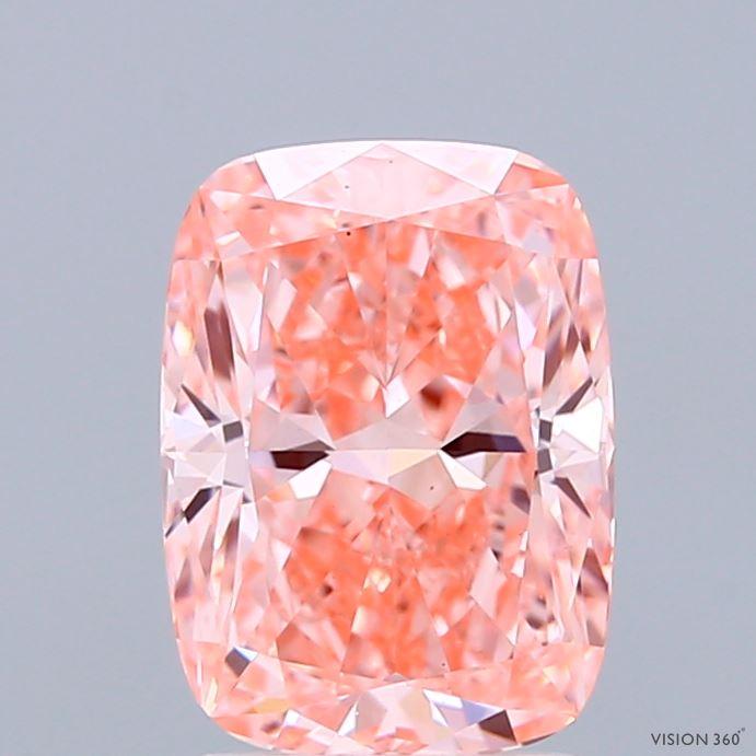 2.03 Ct. Fancy Vivid  Pink Cushion Lab Grown Diamond